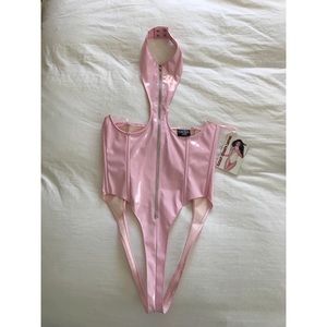 Baby Pink faux leather bodysuit